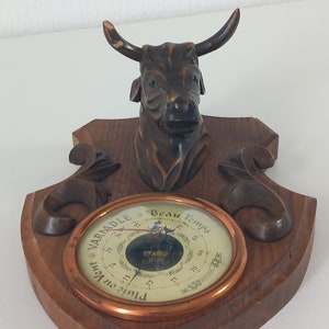 vintage French wall mountable shaped wooden decorative barometer / French Décor