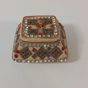 vintage French hand made Metal pill box / trinket box
