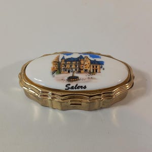 vintage French metal pill box / trinket box collectable