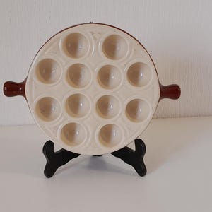 P## vintage French Emile Henry ceramic glazed Escargot / snail serving dish