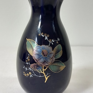 vintage French Limoges porcelain blue and gold decorative vase / ornaament