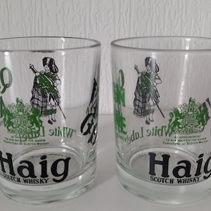 set of 2 vintage Scotch Whisky drinking glasses