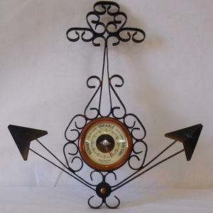 vintage French elegant shaped decorative wall mountable metal barometer / French decor