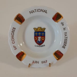 vintage French Limoges porcelain decorative shaped table ashtray / cigarette ashtray