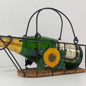 Vintage French metal wine bottle holder / barware / tableware
