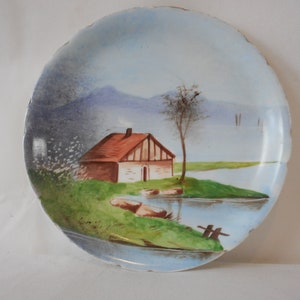 P## Elegant vintage French Limoges porcelain decorative hand painted plate