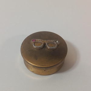 p## vintage French small Metal shaped pill box / trinket box / ornament