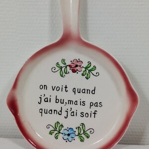 vintage French porcelain hand painted shaped wall plaque / French Decor