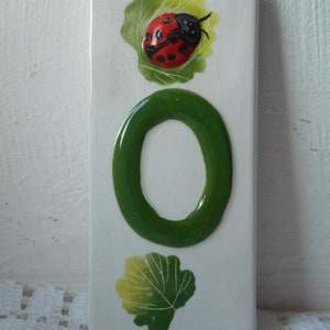 vintage French porcelain hand painted door number / plaque number 0