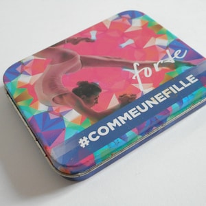 stunning vintage French small rectangle shaped storage tin / French tins