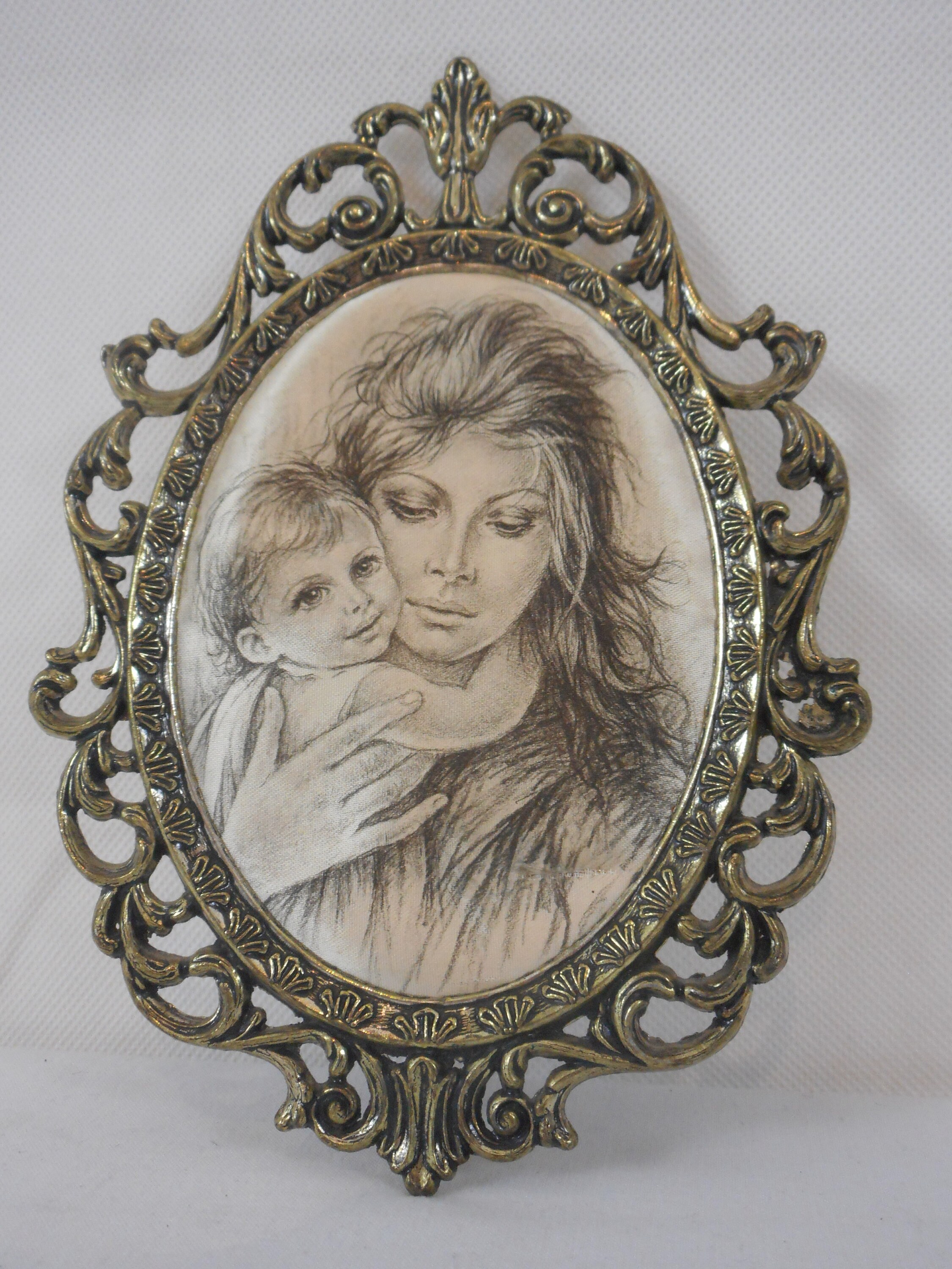 Collection Vintage Italien Soie et Métal Plaqué Argent Montage Mural