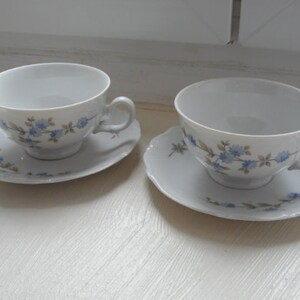 vintage Bavaria porcelain cups & saucers with flower design set of two