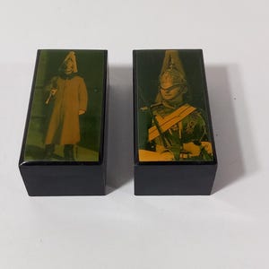 Pair of collectable vintage French small plastic pill boxes / trinket boxes