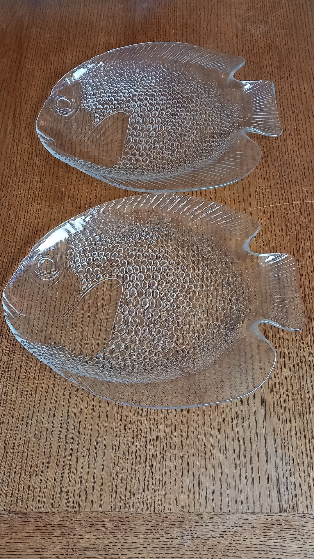 Pair of Vintage French Fish Shaped Glass Dinner Plates / Etsy