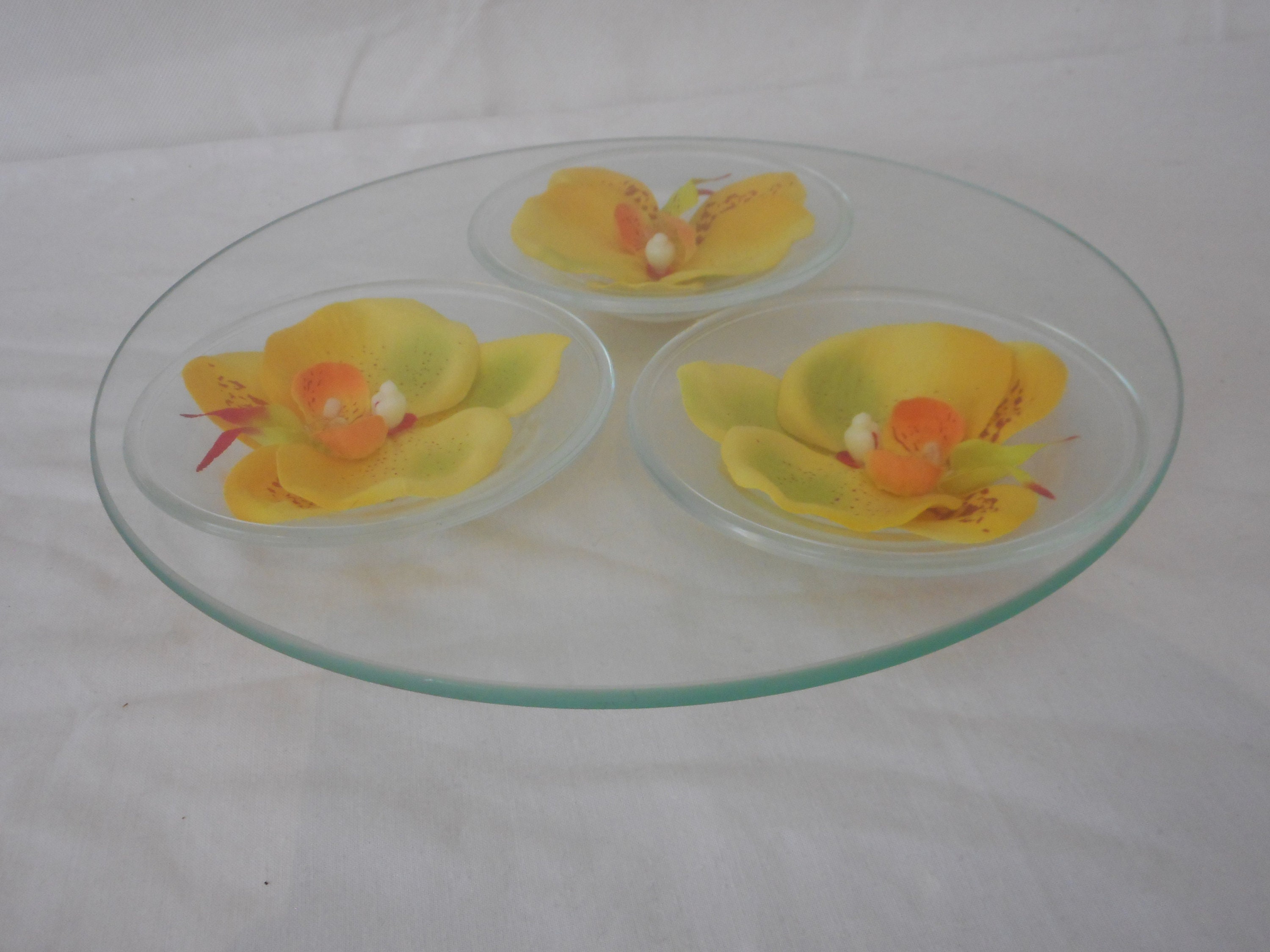 Vintage Français Forme Ronde Assiette de Service à Gâteau en Verre/Plateau Vaisselle Plateau