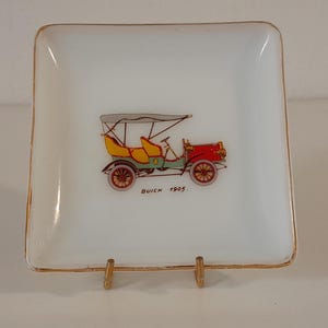 vintage French white glass Arcopal nibbles dish Trinket dish / peanut dish with car design