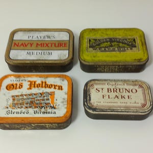 set of 4 vintage English Mixed metal Tobacco Tins / storage tins