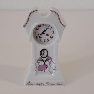 vintage French Limoges porcelain small miniature collectable clock ornament / dolls House