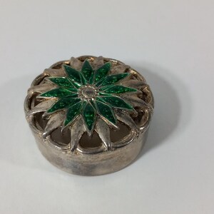 vintage French Metal shaped pill box / trinket box / ornament