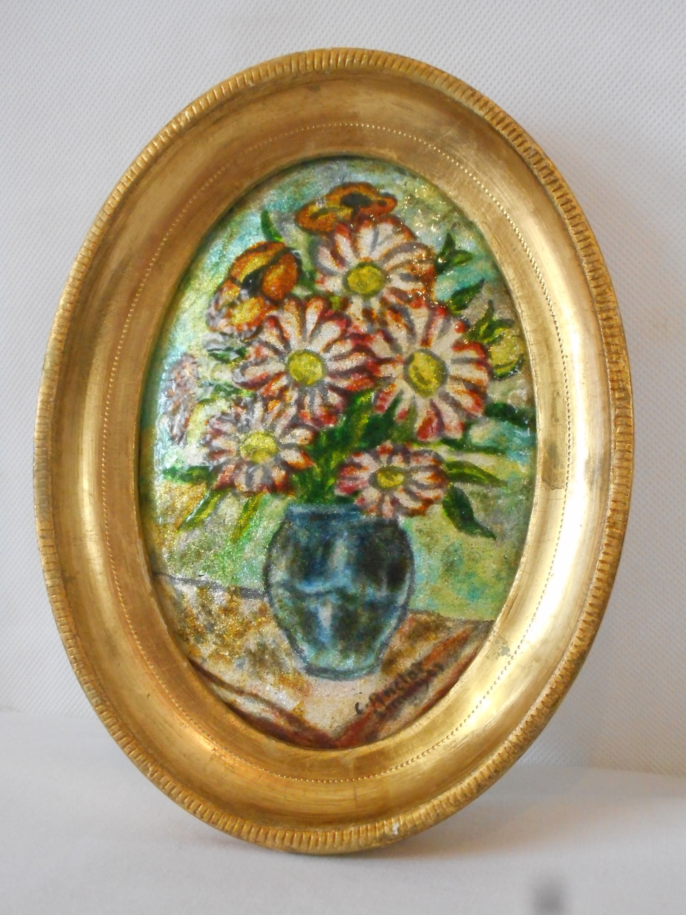 Rare Collectionnable Vintage Français Limoges Signé Peinture à La Main en Émail Photo