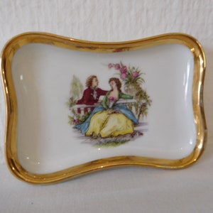 vintage French Limoges porcelain decorative trinket / dish / change dish / ornament / plate