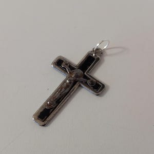vintage French Religious Metal crucifix necklace pendant / Crucifix