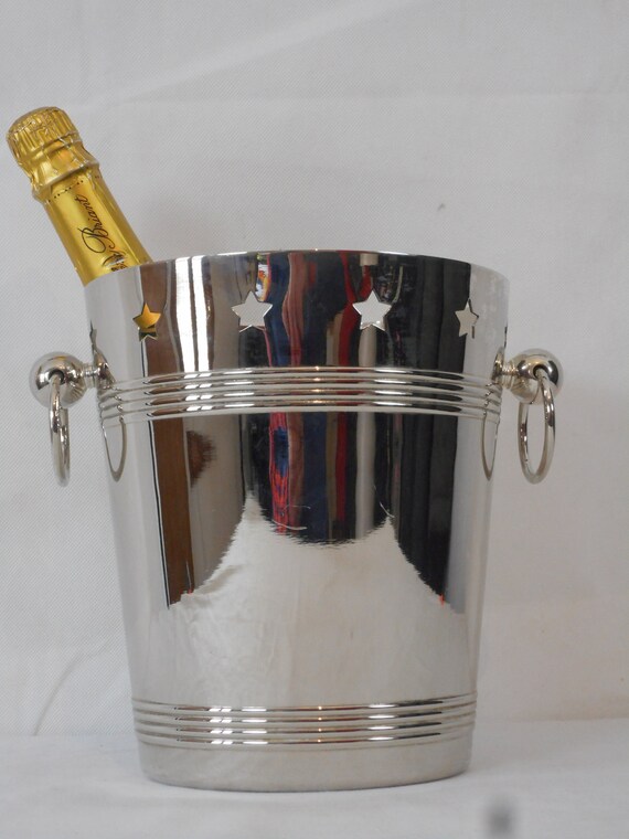 Seau à champagne vintage plaqué argent avec détails de perles, France par la Maison Guildart - France