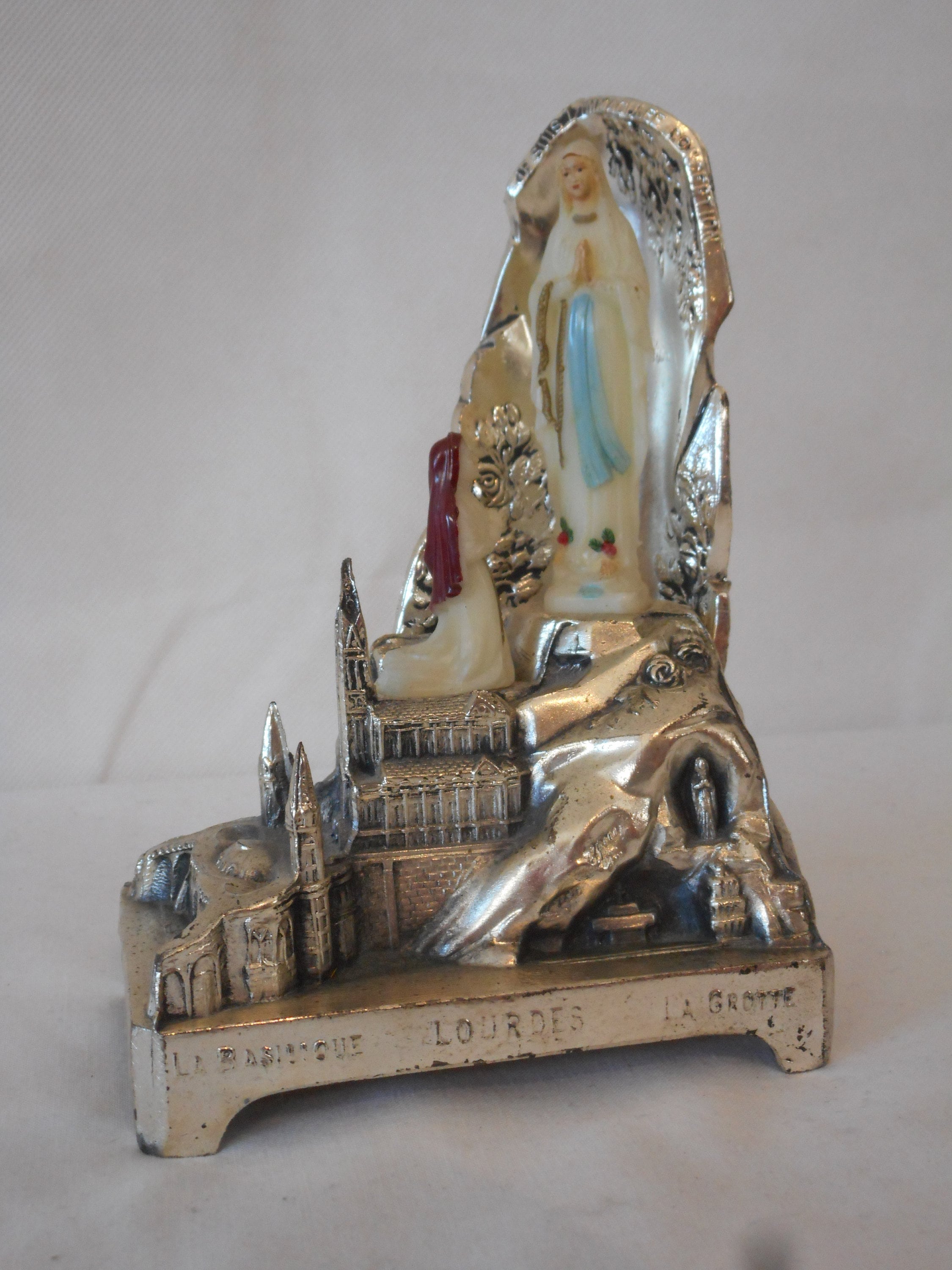 Vintage Français Lourdes Musicale Religieuse Figurine/Ornement