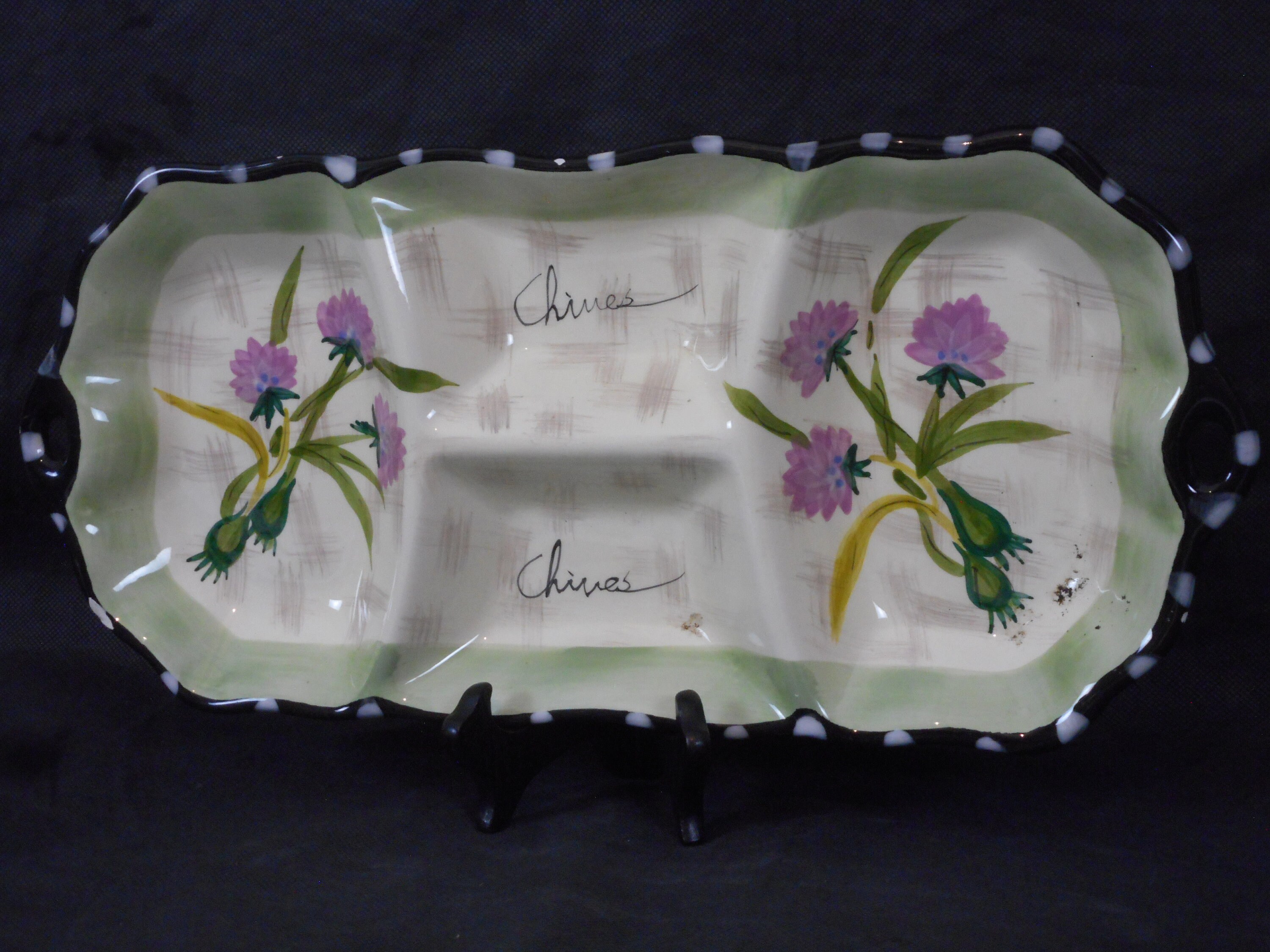 Vintage Français Céramique Plateau de Service Glacé/Plateau Vaisselle