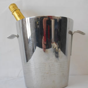 Collectable vintage French stainless steel champagne ice bucket / barware