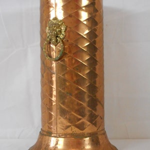 Rare vintage French copper and Brass handmade umbrella stand / French decor