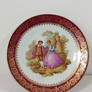 Elegant vintage French Limoges porcelain decorative collectable plate stamped