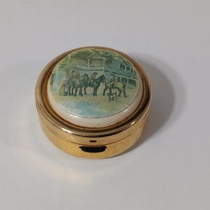 vintage French Metal shaped pill box / trinket box / ornament