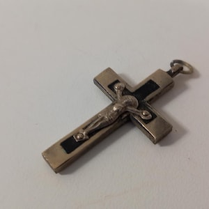 vintage French Religious Metal crucifix necklace pendant / Crucifix