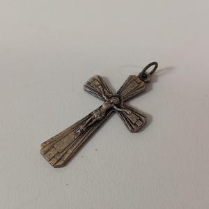 vintage French Religious Metal crucifix necklace pendant / Crucifix