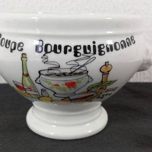 Vintage French unique Soup Bourguignonne Recipe soup bowl / tableware