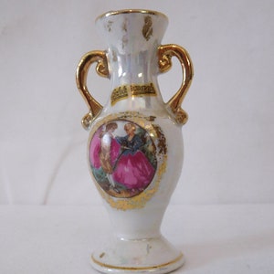 vintage French porcelain decorative small miniature vase / French Décor
