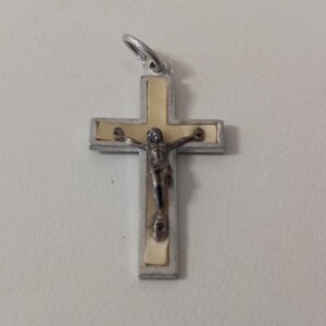 vintage French Religious Metal crucifix necklace pendant / Crucifix