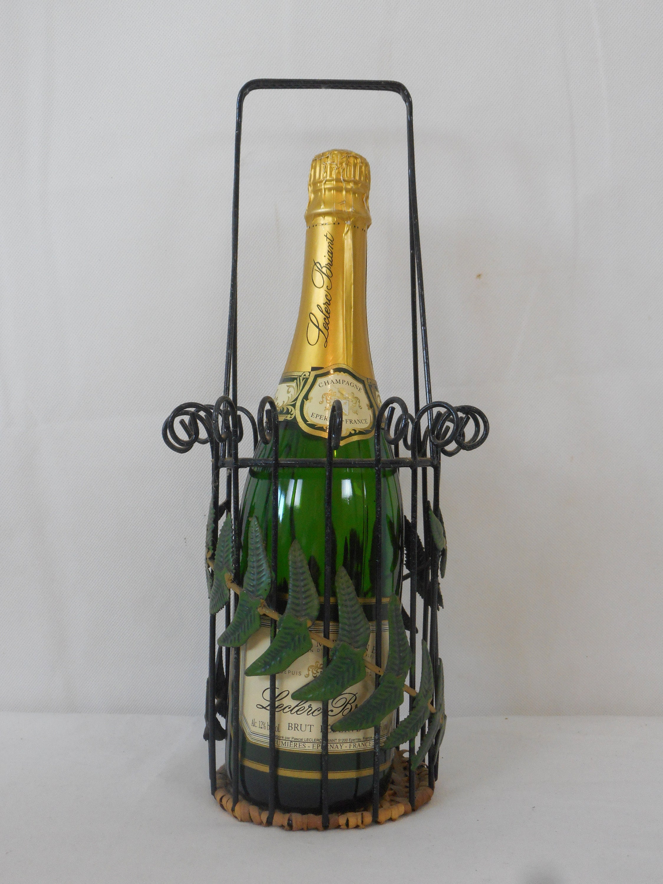 Vintage Français Porte-Bouteilles de Vin en Métal Fait à La Main/Vaisselle Barware