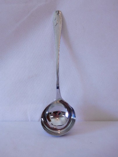 vintage French stainless steel soup ladle / spoon / kitchen utensil