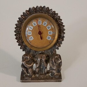 rare collectable vintage French small silver coloured Free standing thermometer