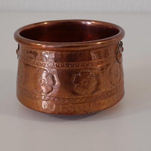 vintage French small hand made copper planter / pot / ornament