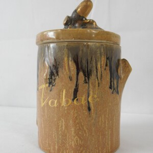 stunning vintage French Glazed ceramic lidded Tobacco storage jar