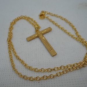 vintage French gold plated Religious necklace pendant & chain