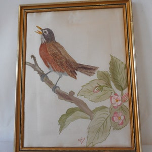 Collectable vintage French Framed signed silk wall mountable picture / decor