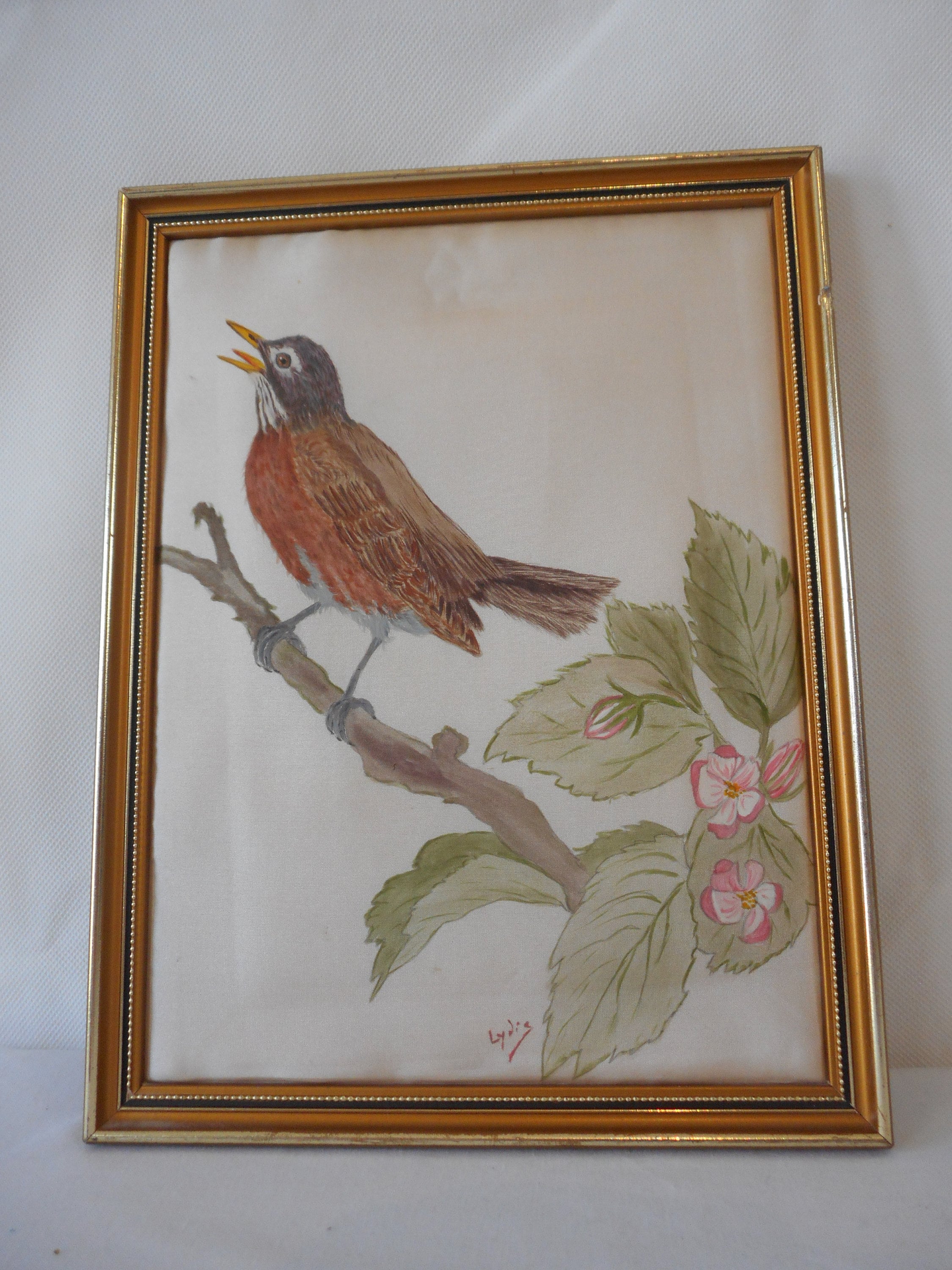 Collection Vintage Français Encadré Signé en Soie Murale Montable Photo/Décor