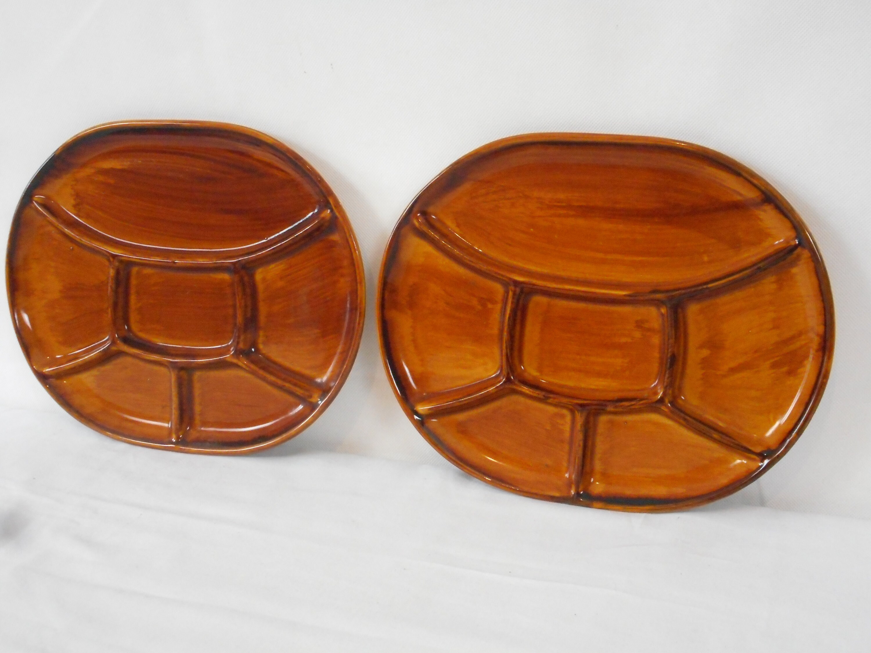 Paire de Français St Clément Séparateur en Céramique Émaillée/Assiettes à Fondue Vaisselle