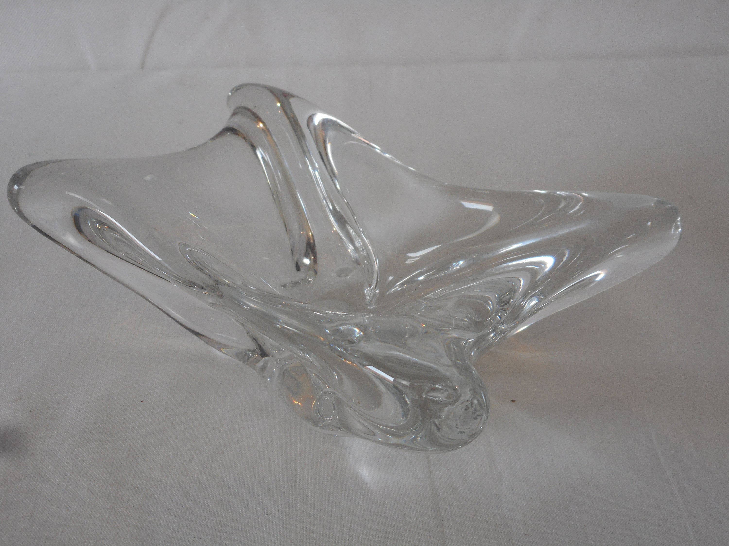 Superbe Vintage Français Bol en Forme de Cristal/Plat Bibelot Ornement