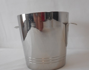 stunning vintage French small stainless steel ice bucket / barware
