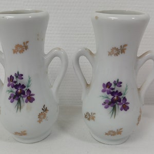 pair of vintage French Limoges porcelain small vases / ornaments